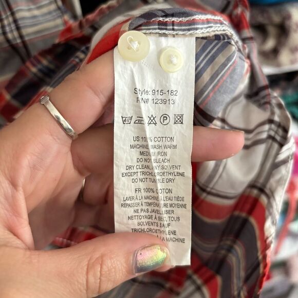 JACHS Plaid Button-Up Shirt MENS western “just a cheap shirt” cotton men’s large - Picture 6 of 9